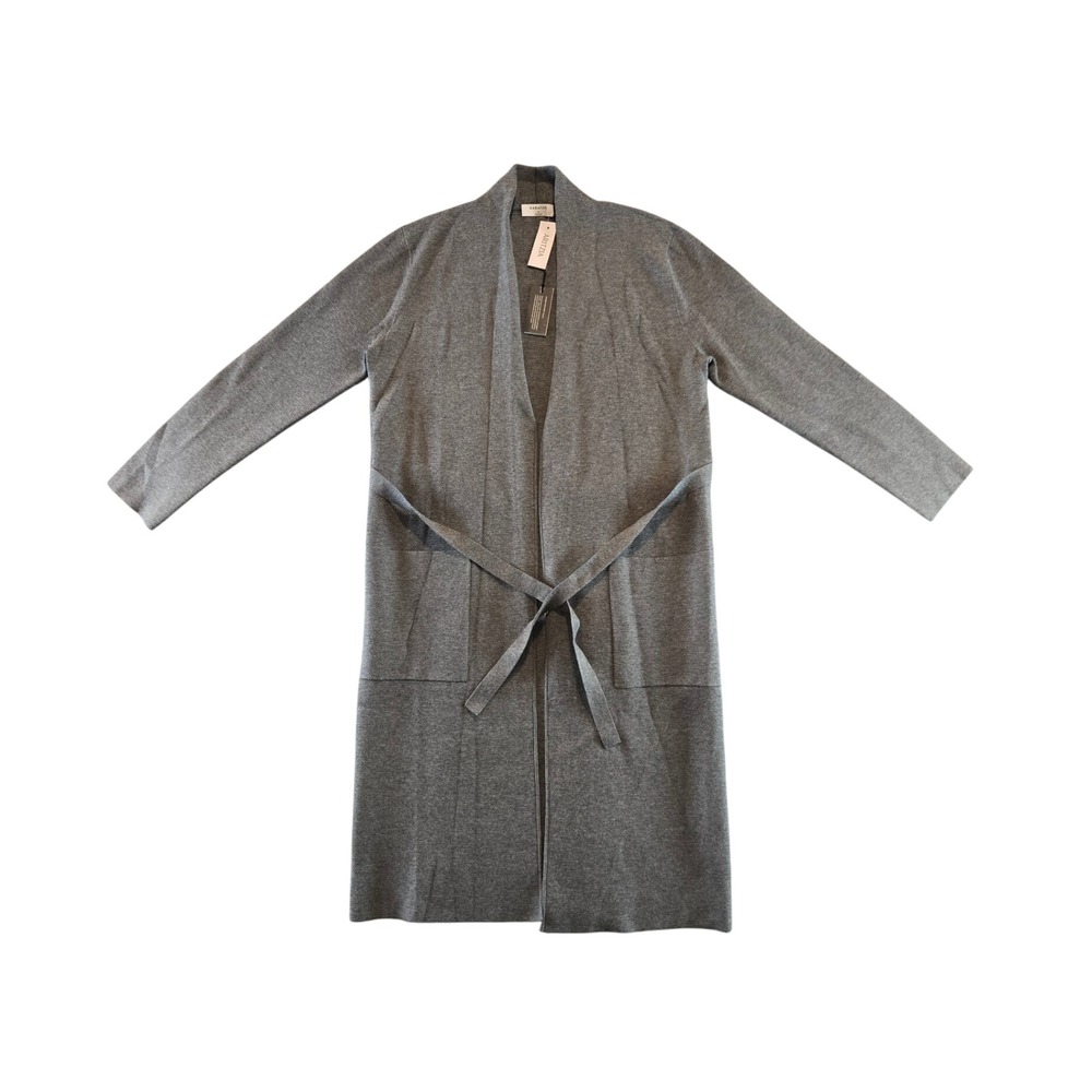 Babaton Aritzia Ty Cardigan Womens M Charcoal Gray Longline Belted Open NEW